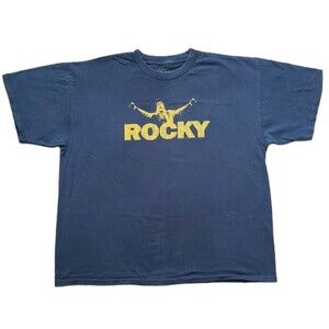 Vintage Rocky Balboa Philly Steps Size 2XL Boxy Mens Blue T-Shirt 2007 Boxing